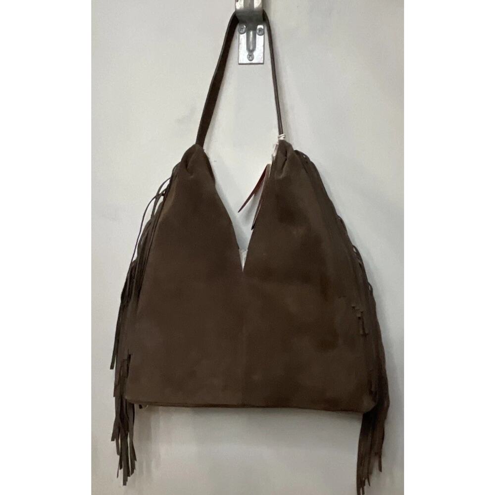 Divina Firenze Leather Fringe Hobo Bag Made in‎ Italy Chocolate Suede - Picture 2 of 11